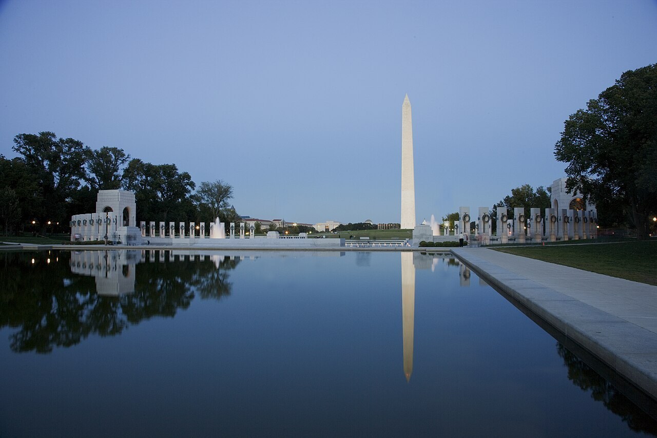 Reflecting Pool on the National Mall with the Washington Monument reflected, Washington, D.C., by Carol M. Highsmith.jpg
